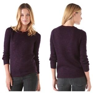 Theory Aegea B Athos Striped Sweater Burgundy Navy Blue Wool Blend size Medium